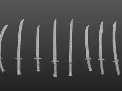 Asian Medieval Sword Pack Low-poly 3D model