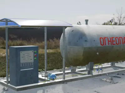 Gas station Free low-poly 3D model purchase