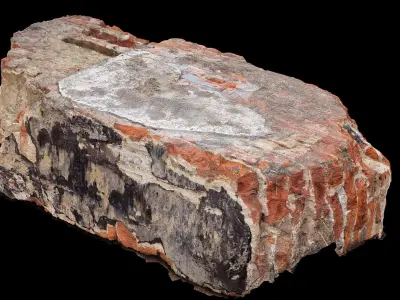 destroyed house debris block part bricks photogrammetry Low-poly 3D model