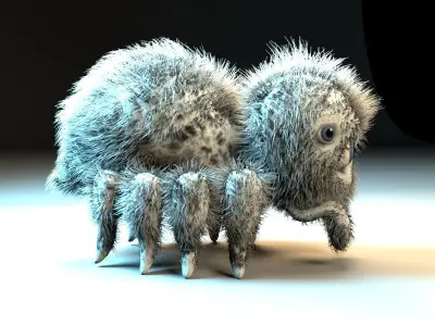 cartoon jump spider Low-poly 3D model