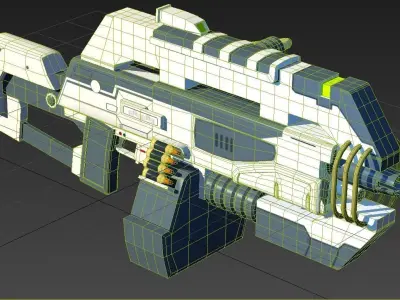 Futuristic Machine Gun Low-poly 3D model purchase