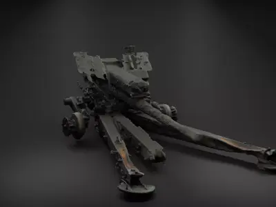 Destroyed Towed Howitzer D-30A 122mm Photoscan 3D model