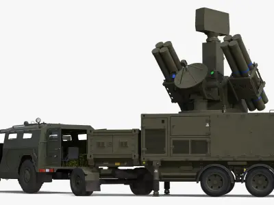 Military Truck with Missile System Crotale NG Rigged for Maya 3D model purchase