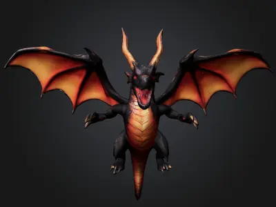 Epic Fire High Quality Dragon 3D Model for Games and Animation 3D model