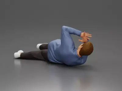 Man Lying on the Ground Defending Himself from an Attack 3D print model