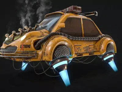 flying car Low-poly 3D model