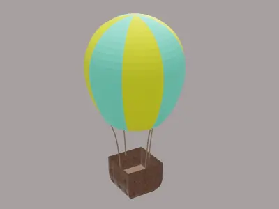 Hot air baloon Low-poly 3D model