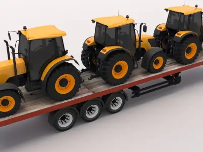 Trailer with Tractors 3D model