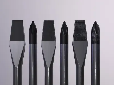 Crosshead and flathead screwdrivers set Low-poly 3D model