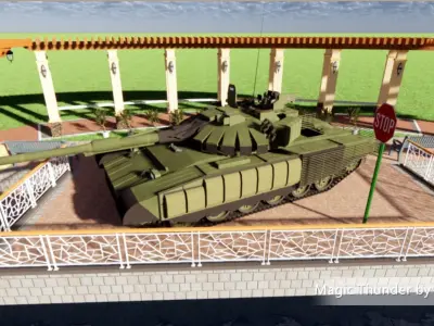 T-75BME-2 tank on bridge 3D model