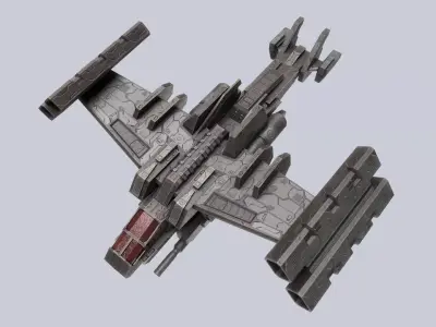 Spaceship Low-poly 3D model 12