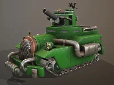 Fantastic Steampunk Tank  -Mechanical Leviathan Low-poly 3D model