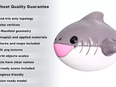 Rubber Toy Shark PBR Low-poly 3D model