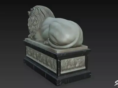 Lion Statue V15 Low-poly 3D model