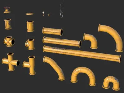 Old Painted Pipes Low-poly 3D model