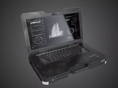  Construction Site Military Laptop Low-poly 3D model
