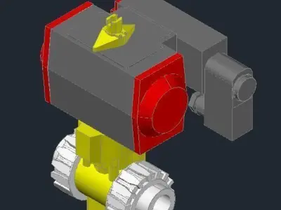 2 Way air actuated valve Free 3D model