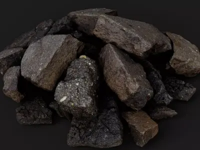 asphalt debris pile detail PBR photogrammetry Low-poly 3D model