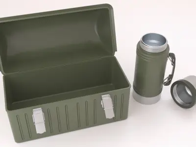 Metal Lunch Box with Thermos 3D model