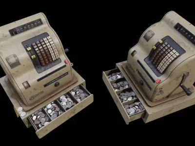 Vintage Cassier Machine Pbr Low-poly 3D model