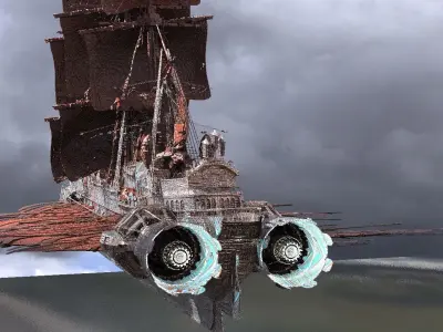 Drake Airship Sci-Fi design 2 3D model