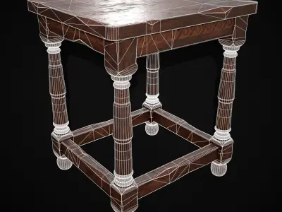 Medieval Antique End Table Low-poly 3D model