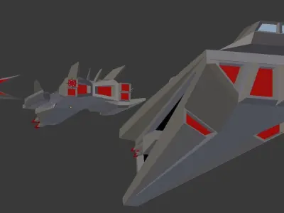 Spaceship lowpoly fighter jet Low-poly 3D model