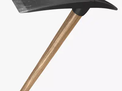 Pickaxe axe with wooden handle Low-poly 3D model