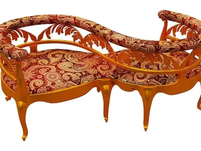 Antique courting chair Low-poly 3D model