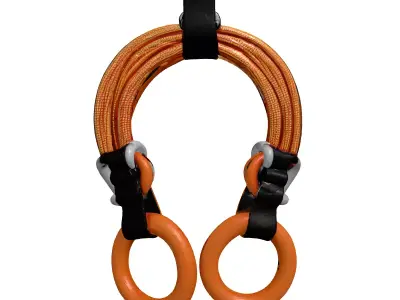 Orange Gymnastic Rings with Rope 3D model