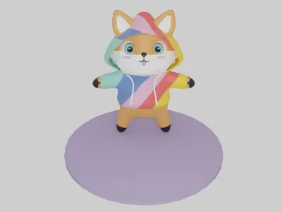 Cute Fox Cartoon Character 3d Model Low-poly 3D model