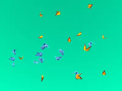 butterflies flying in air Low-poly 3D model