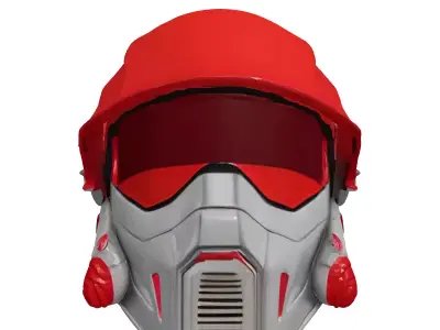 Metallic SciFi Helmet with Red Visor 3D model