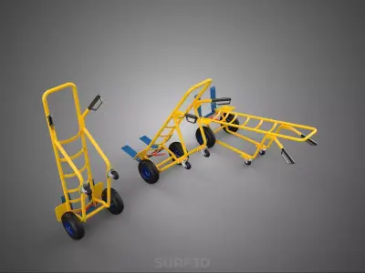 FOUR 4 WHEELER HAND TRUCK CASTER CART FORK DOLLIES STANDING TILT 3D model