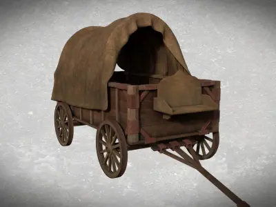 Medieval Waggon Free low-poly 3D model