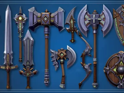 Prototype Stylized Weapon Pack V1 Low-poly 3D model