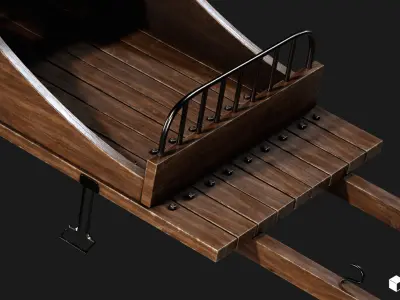 Cart and Handcart Set Low-poly 3D model