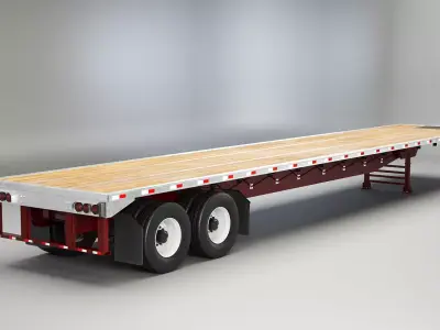 Flatbed Semi-Truck Trailer 3D model