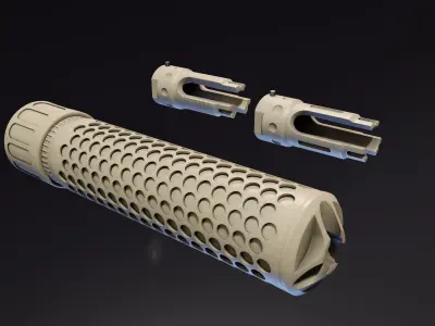 KAC QDC flash suppressor  Low-poly 3D model