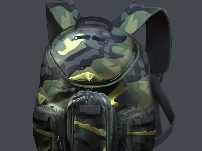 Backpack Camping Generic military human bag storqge baggage Low-poly 3D model 14