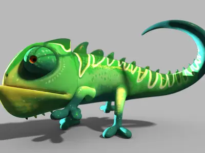 Cartoon chameleon lizard 3D model