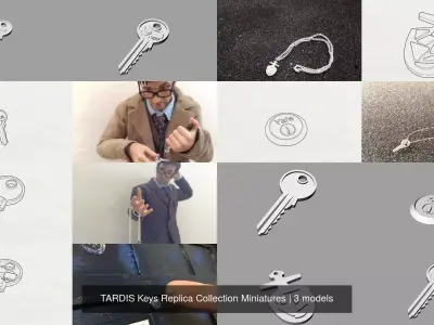 TARDIS Keys Replica Collection Miniatures 3D Model Pack