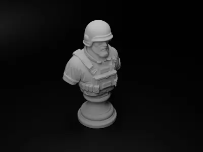Recon Soldier Bust Chess 3D print model get