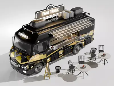 Food Truck Street Food Van Mobile Kitchen  3D model