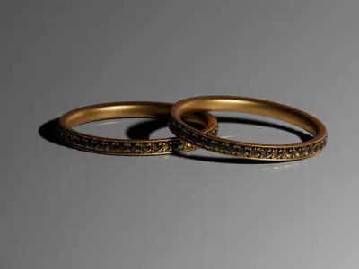 Gold Bangles 3D Model  Low-poly 3D model