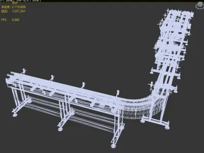 Glass bottle conveyor line 3D model