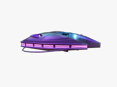 Alien Spaceship UFO D04 Purple Blue - Sci Fi Spacecraft Design Low-poly 3D model