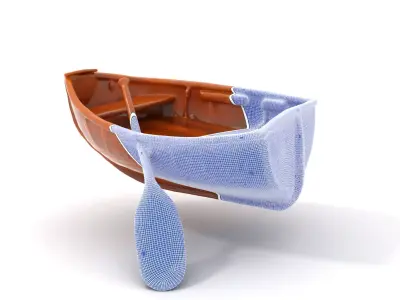 Wooden Rowboat with Paddle Model Pack Low-poly 3D model