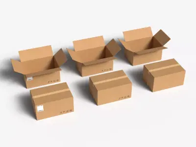 Cardboard Box  Large  Open  Closed Mini Pack PBR 3D model