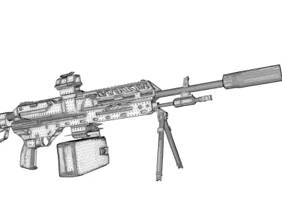 M250 light machine gun 3D model